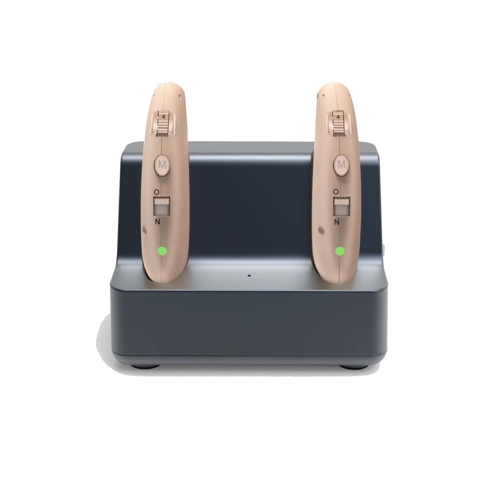 Rechargeable Hearing Aids 4-Mode Noise Cancellation with Charging Dock