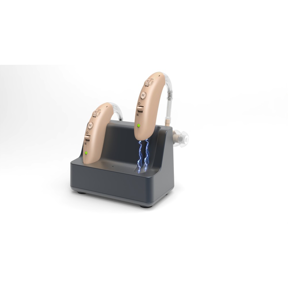 Rechargeable Hearing Aids 4-Mode Noise Cancellation with Charging Dock