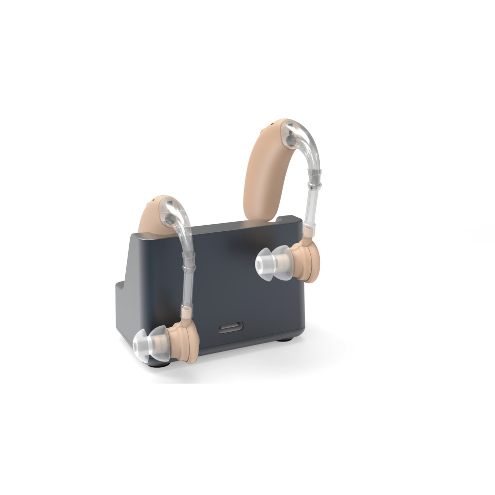Rechargeable Hearing Aids 4-Mode Noise Cancellation with Charging Dock