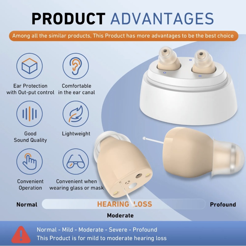 In Ear Fit Recharge Mini Hearing Aids 16 Channel Digital Amplification