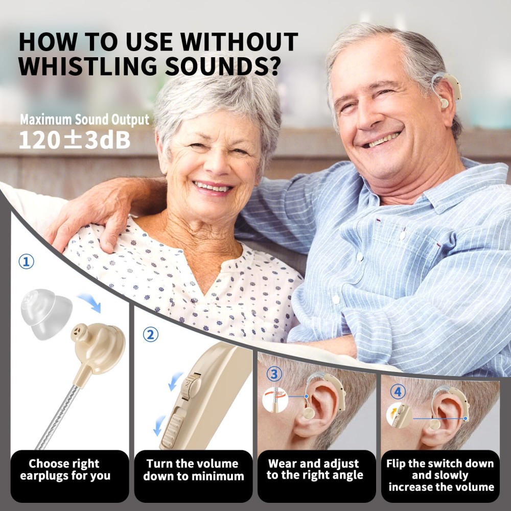 Rechargeable Hearing Aids with Noise Cancelling for Seniors & Adults