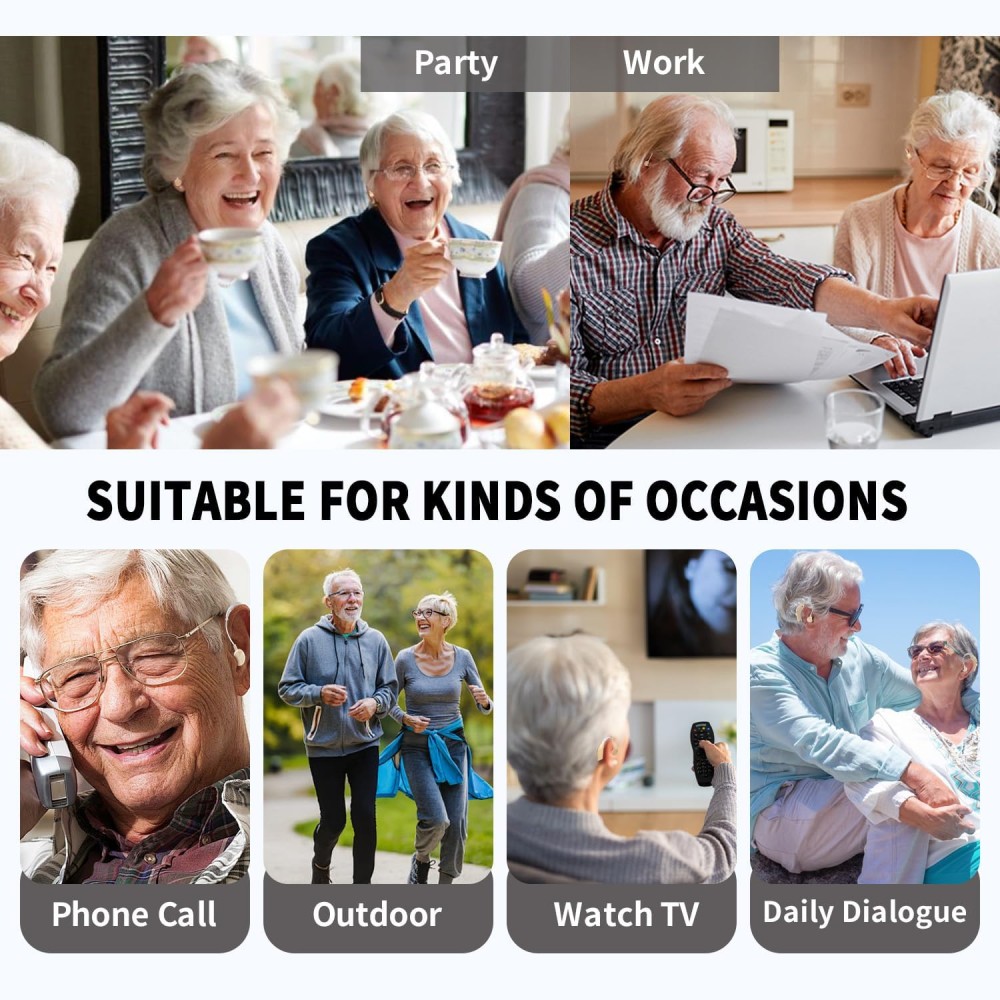 Rechargeable Hearing Aids with Noise Cancelling for Seniors & Adults