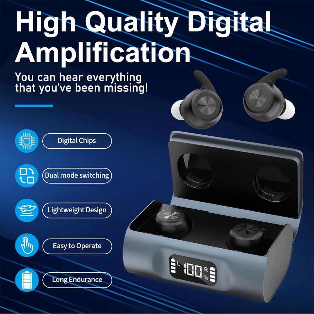 TWS Hearing Aid – Rechargeable, Noise Cancelling & Smart Control