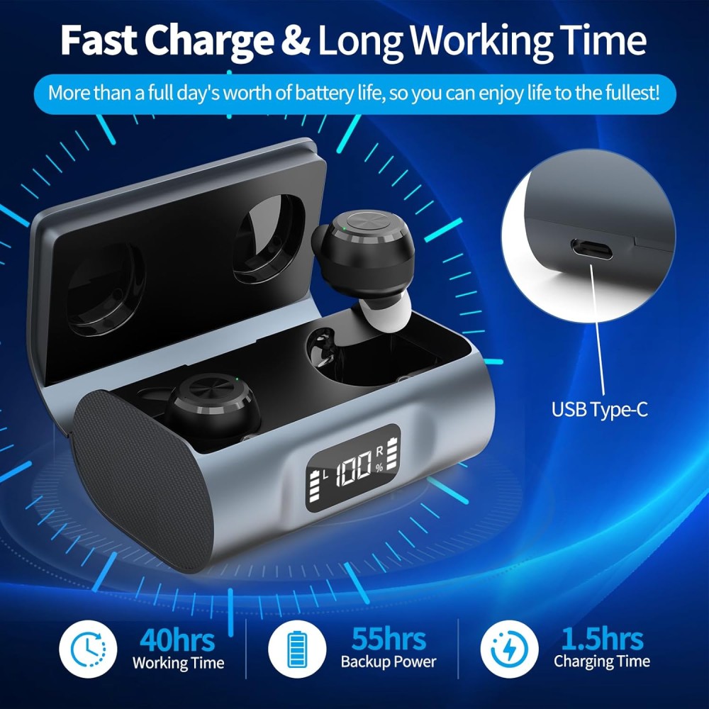 TWS Hearing Aid – Rechargeable, Noise Cancelling & Smart Control