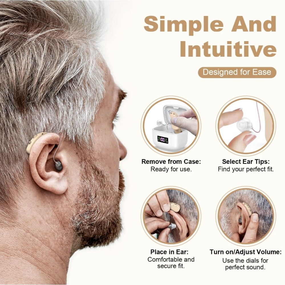 Rechargeable Digital BTE Hearing Aids for All-Day Comfort Flesh Color