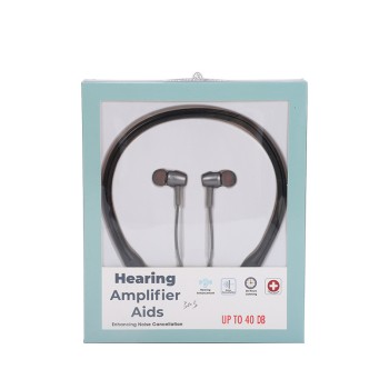 Rechargeable Neck-Mounted Hearing Amplifier Aids for both Ears