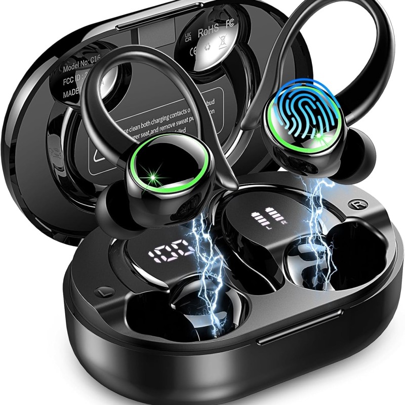 Wireless Earbuds, 2026 New Bluetooth 5.4 Sports Headphones, 50+Hrs Playtime HiFi Stereo Earbuds, 4 ENC Noise Cancelling Mics, IP7 Waterproof Earphones with Earhook for Gym Workouts, USB-C Fast Charge Wireless Earbuds, 2026 New Bluetooth 5.4 Sports Headphones, 50+Hrs Playtime HiFi Stereo Earbuds, 4 ENC Noise Cancelling Mics, IP7 Waterproof Earphones with Earhook for Gym Workouts, USB-C Fast Charge