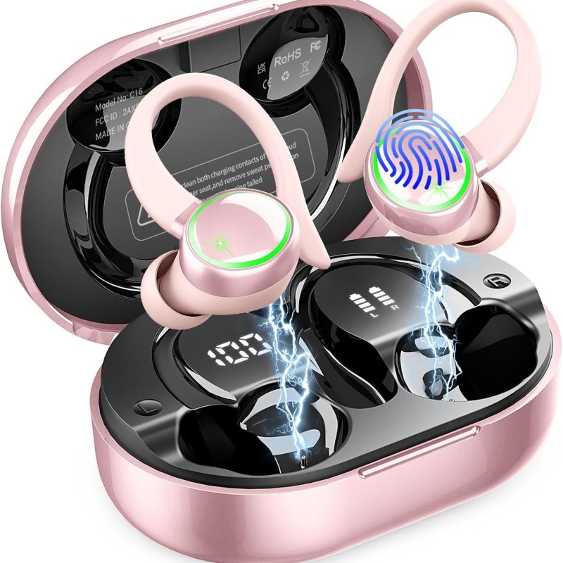 Wireless Earbuds, 2026 New Bluetooth 5.4 Sports Headphones, 50+Hrs Playtime HiFi Stereo Earbuds, 4 ENC Noise Cancelling Mics, IP7 Waterproof Earphones with Earhook for Gym Workouts, USB-C Fast Charge Wireless Earbuds, 2026 New Bluetooth 5.4 Sports Headphones, 50+Hrs Playtime HiFi Stereo Earbuds, 4 ENC Noise Cancelling Mics, IP7 Waterproof Earphones with Earhook for Gym Workouts, USB-C Fast Charge