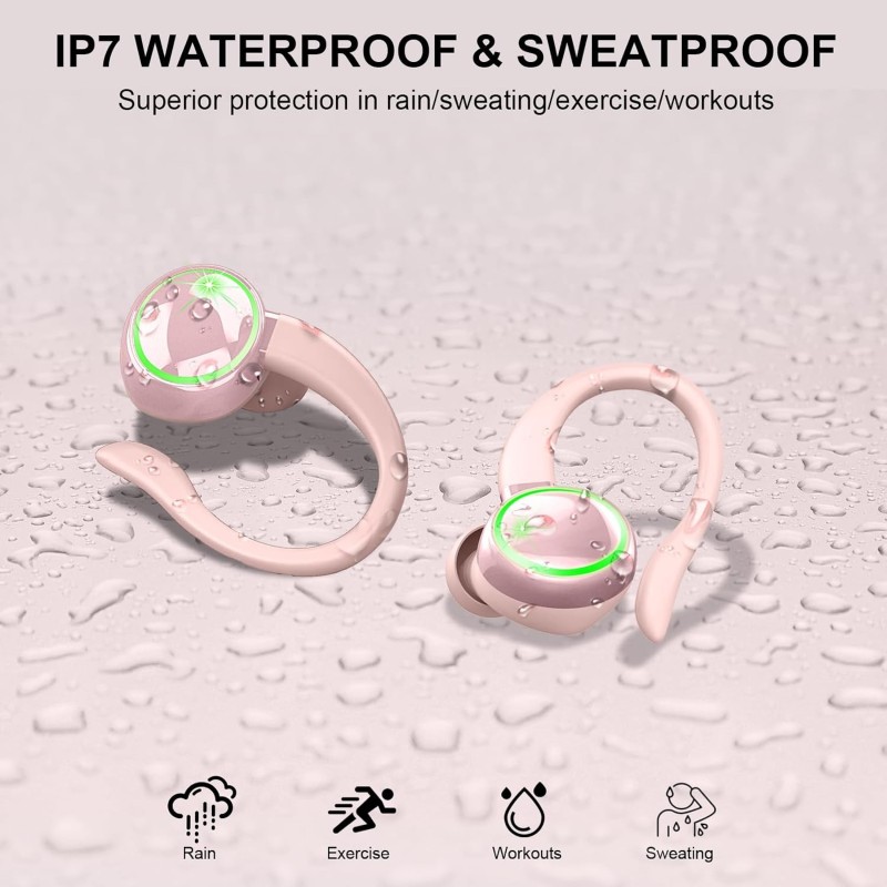 Wireless Earbuds, 2026 New Bluetooth 5.4 Sports Headphones, 50+Hrs Playtime HiFi Stereo Earbuds, 4 ENC Noise Cancelling Mics, IP7 Waterproof Earphones with Earhook for Gym Workouts, USB-C Fast Charge Wireless Earbuds, 2026 New Bluetooth 5.4 Sports Headphones, 50+Hrs Playtime HiFi Stereo Earbuds, 4 ENC Noise Cancelling Mics, IP7 Waterproof Earphones with Earhook for Gym Workouts, USB-C Fast Charge
