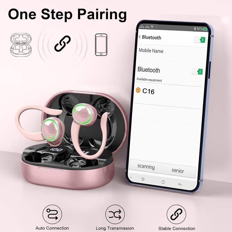 Wireless Earbuds, 2026 New Bluetooth 5.4 Sports Headphones, 50+Hrs Playtime HiFi Stereo Earbuds, 4 ENC Noise Cancelling Mics, IP7 Waterproof Earphones with Earhook for Gym Workouts, USB-C Fast Charge Wireless Earbuds, 2026 New Bluetooth 5.4 Sports Headphones, 50+Hrs Playtime HiFi Stereo Earbuds, 4 ENC Noise Cancelling Mics, IP7 Waterproof Earphones with Earhook for Gym Workouts, USB-C Fast Charge
