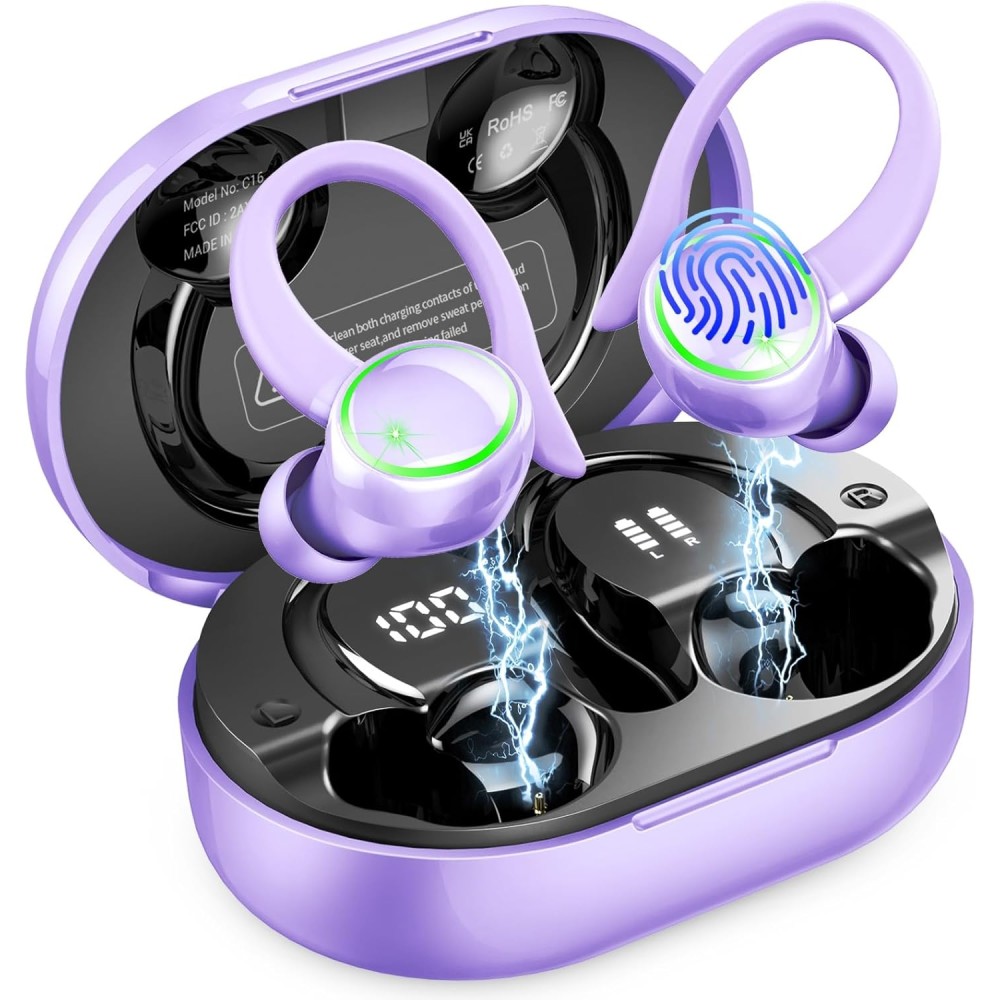 Wireless Earbuds, 2026 New Bluetooth 5.4 Sports Headphones, 50+Hrs Playtime HiFi Stereo Earbuds, 4 ENC Noise Cancelling Mics, IP7 Waterproof Earphones with Earhook for Gym Workouts, USB-C Fast Charge Wireless Earbuds, 2026 New Bluetooth 5.4 Sports Headphones, 50+Hrs Playtime HiFi Stereo Earbuds, 4 ENC Noise Cancelling Mics, IP7 Waterproof Earphones with Earhook for Gym Workouts, USB-C Fast Charge
