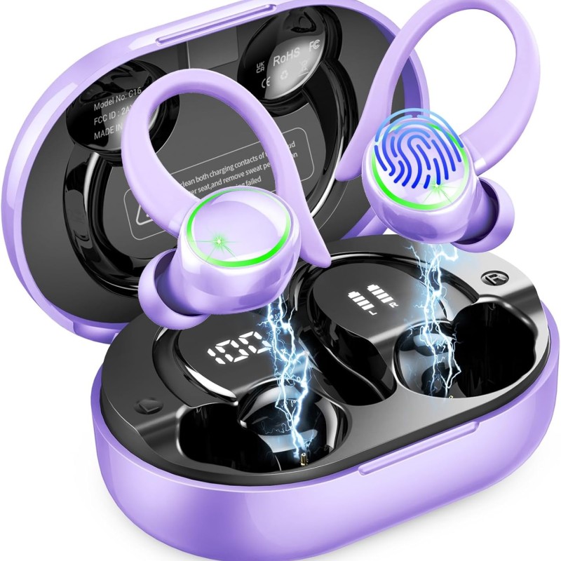 Wireless Earbuds, 2026 New Bluetooth 5.4 Sports Headphones, 50+Hrs Playtime HiFi Stereo Earbuds, 4 ENC Noise Cancelling Mics, IP7 Waterproof Earphones with Earhook for Gym Workouts, USB-C Fast Charge Wireless Earbuds, 2026 New Bluetooth 5.4 Sports Headphones, 50+Hrs Playtime HiFi Stereo Earbuds, 4 ENC Noise Cancelling Mics, IP7 Waterproof Earphones with Earhook for Gym Workouts, USB-C Fast Charge
