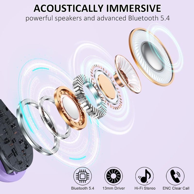 Wireless Earbuds, 2026 New Bluetooth 5.4 Sports Headphones, 50+Hrs Playtime HiFi Stereo Earbuds, 4 ENC Noise Cancelling Mics, IP7 Waterproof Earphones with Earhook for Gym Workouts, USB-C Fast Charge Wireless Earbuds, 2026 New Bluetooth 5.4 Sports Headphones, 50+Hrs Playtime HiFi Stereo Earbuds, 4 ENC Noise Cancelling Mics, IP7 Waterproof Earphones with Earhook for Gym Workouts, USB-C Fast Charge