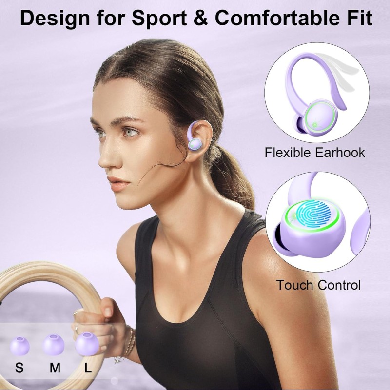 Wireless Earbuds, 2026 New Bluetooth 5.4 Sports Headphones, 50+Hrs Playtime HiFi Stereo Earbuds, 4 ENC Noise Cancelling Mics, IP7 Waterproof Earphones with Earhook for Gym Workouts, USB-C Fast Charge Wireless Earbuds, 2026 New Bluetooth 5.4 Sports Headphones, 50+Hrs Playtime HiFi Stereo Earbuds, 4 ENC Noise Cancelling Mics, IP7 Waterproof Earphones with Earhook for Gym Workouts, USB-C Fast Charge