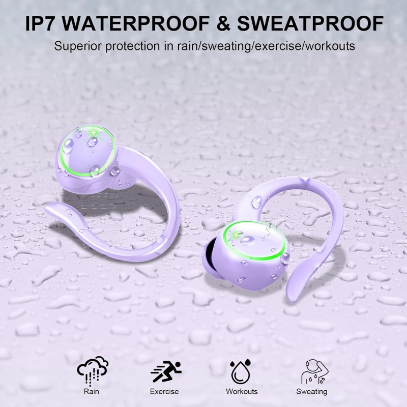 Wireless Earbuds, 2026 New Bluetooth 5.4 Sports Headphones, 50+Hrs Playtime HiFi Stereo Earbuds, 4 ENC Noise Cancelling Mics, IP7 Waterproof Earphones with Earhook for Gym Workouts, USB-C Fast Charge Wireless Earbuds, 2026 New Bluetooth 5.4 Sports Headphones, 50+Hrs Playtime HiFi Stereo Earbuds, 4 ENC Noise Cancelling Mics, IP7 Waterproof Earphones with Earhook for Gym Workouts, USB-C Fast Charge
