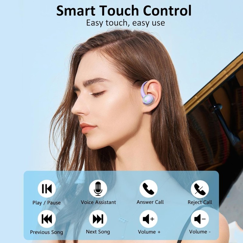 Wireless Earbuds, 2026 New Bluetooth 5.4 Sports Headphones, 50+Hrs Playtime HiFi Stereo Earbuds, 4 ENC Noise Cancelling Mics, IP7 Waterproof Earphones with Earhook for Gym Workouts, USB-C Fast Charge Wireless Earbuds, 2026 New Bluetooth 5.4 Sports Headphones, 50+Hrs Playtime HiFi Stereo Earbuds, 4 ENC Noise Cancelling Mics, IP7 Waterproof Earphones with Earhook for Gym Workouts, USB-C Fast Charge