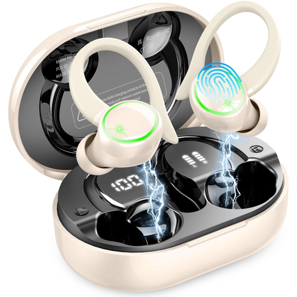 Wireless Earbuds, 2026 New Bluetooth 5.4 Sports Headphones, 50+Hrs Playtime HiFi Stereo Earbuds, 4 ENC Noise Cancelling Mics, IP7 Waterproof Earphones with Earhook for Gym Workouts, USB-C Fast Charge Wireless Earbuds, 2026 New Bluetooth 5.4 Sports Headphones, 50+Hrs Playtime HiFi Stereo Earbuds, 4 ENC Noise Cancelling Mics, IP7 Waterproof Earphones with Earhook for Gym Workouts, USB-C Fast Charge