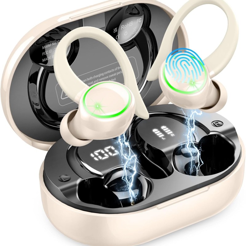 Wireless Earbuds, 2026 New Bluetooth 5.4 Sports Headphones, 50+Hrs Playtime HiFi Stereo Earbuds, 4 ENC Noise Cancelling Mics, IP7 Waterproof Earphones with Earhook for Gym Workouts, USB-C Fast Charge Wireless Earbuds, 2026 New Bluetooth 5.4 Sports Headphones, 50+Hrs Playtime HiFi Stereo Earbuds, 4 ENC Noise Cancelling Mics, IP7 Waterproof Earphones with Earhook for Gym Workouts, USB-C Fast Charge