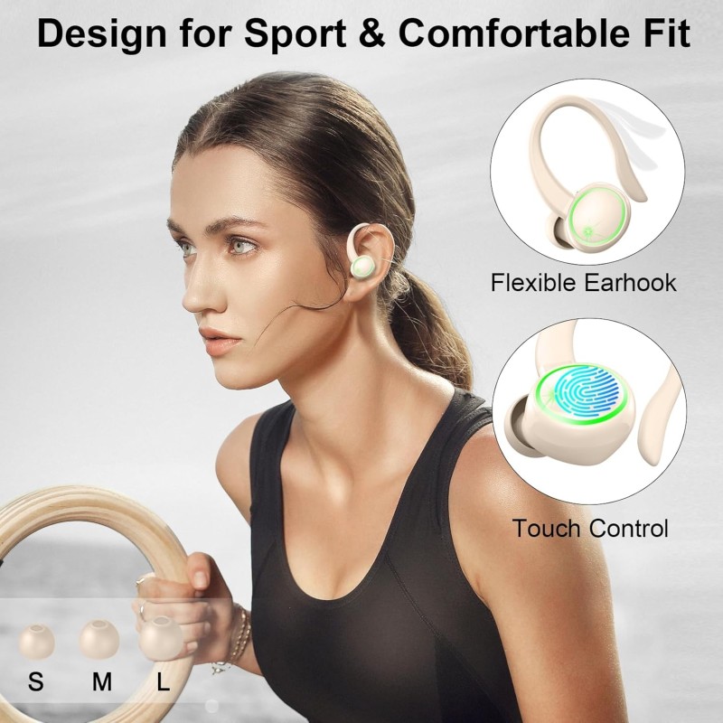 Wireless Earbuds, 2026 New Bluetooth 5.4 Sports Headphones, 50+Hrs Playtime HiFi Stereo Earbuds, 4 ENC Noise Cancelling Mics, IP7 Waterproof Earphones with Earhook for Gym Workouts, USB-C Fast Charge Wireless Earbuds, 2026 New Bluetooth 5.4 Sports Headphones, 50+Hrs Playtime HiFi Stereo Earbuds, 4 ENC Noise Cancelling Mics, IP7 Waterproof Earphones with Earhook for Gym Workouts, USB-C Fast Charge