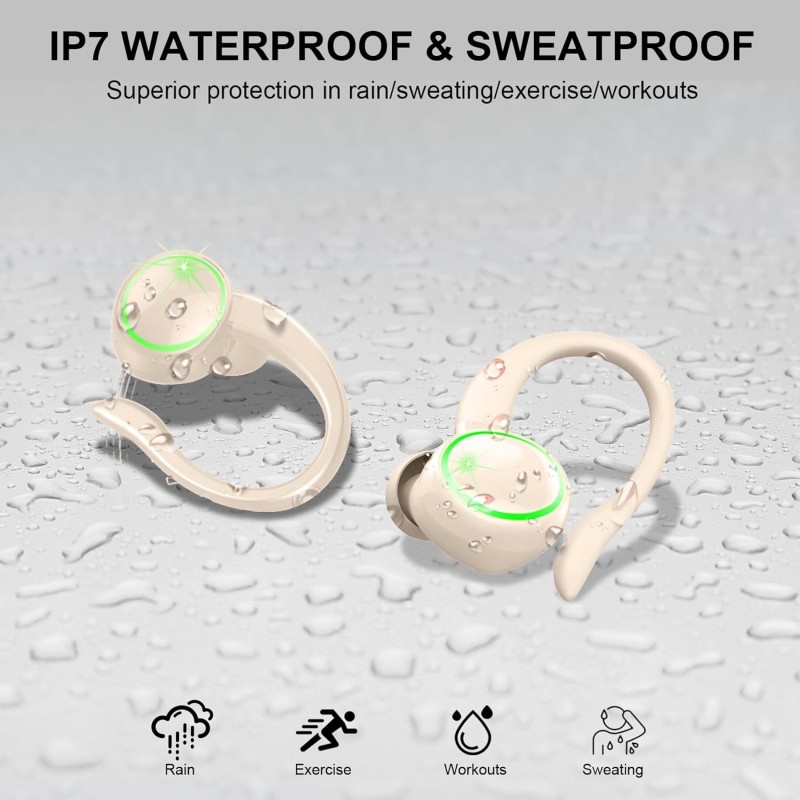Wireless Earbuds, 2026 New Bluetooth 5.4 Sports Headphones, 50+Hrs Playtime HiFi Stereo Earbuds, 4 ENC Noise Cancelling Mics, IP7 Waterproof Earphones with Earhook for Gym Workouts, USB-C Fast Charge Wireless Earbuds, 2026 New Bluetooth 5.4 Sports Headphones, 50+Hrs Playtime HiFi Stereo Earbuds, 4 ENC Noise Cancelling Mics, IP7 Waterproof Earphones with Earhook for Gym Workouts, USB-C Fast Charge