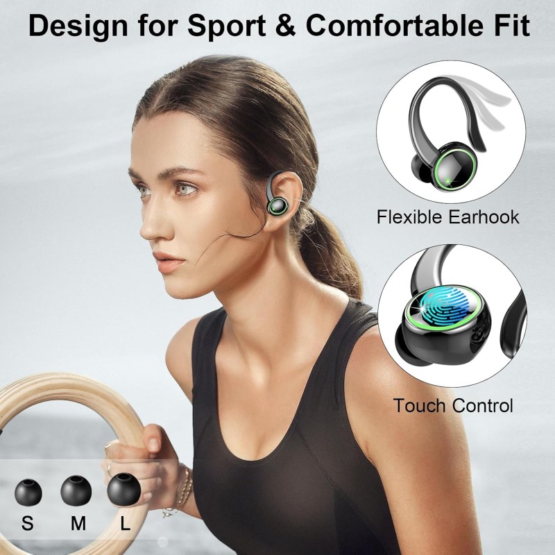Wireless Earbuds, 2026 New Bluetooth 5.4 Sports Headphones, 50+Hrs Playtime HiFi Stereo Earbuds, 4 ENC Noise Cancelling Mics, IP7 Waterproof Earphones with Earhook for Gym Workouts, USB-C Fast Charge Wireless Earbuds, 2026 New Bluetooth 5.4 Sports Headphones, 50+Hrs Playtime HiFi Stereo Earbuds, 4 ENC Noise Cancelling Mics, IP7 Waterproof Earphones with Earhook for Gym Workouts, USB-C Fast Charge