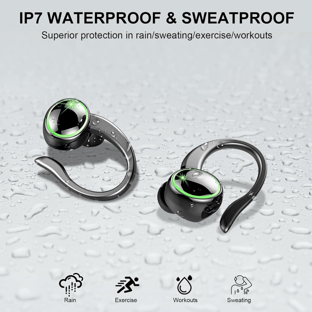 Wireless Earbuds, 2026 New Bluetooth 5.4 Sports Headphones, 50+Hrs Playtime HiFi Stereo Earbuds, 4 ENC Noise Cancelling Mics, IP7 Waterproof Earphones with Earhook for Gym Workouts, USB-C Fast Charge Wireless Earbuds, 2026 New Bluetooth 5.4 Sports Headphones, 50+Hrs Playtime HiFi Stereo Earbuds, 4 ENC Noise Cancelling Mics, IP7 Waterproof Earphones with Earhook for Gym Workouts, USB-C Fast Charge