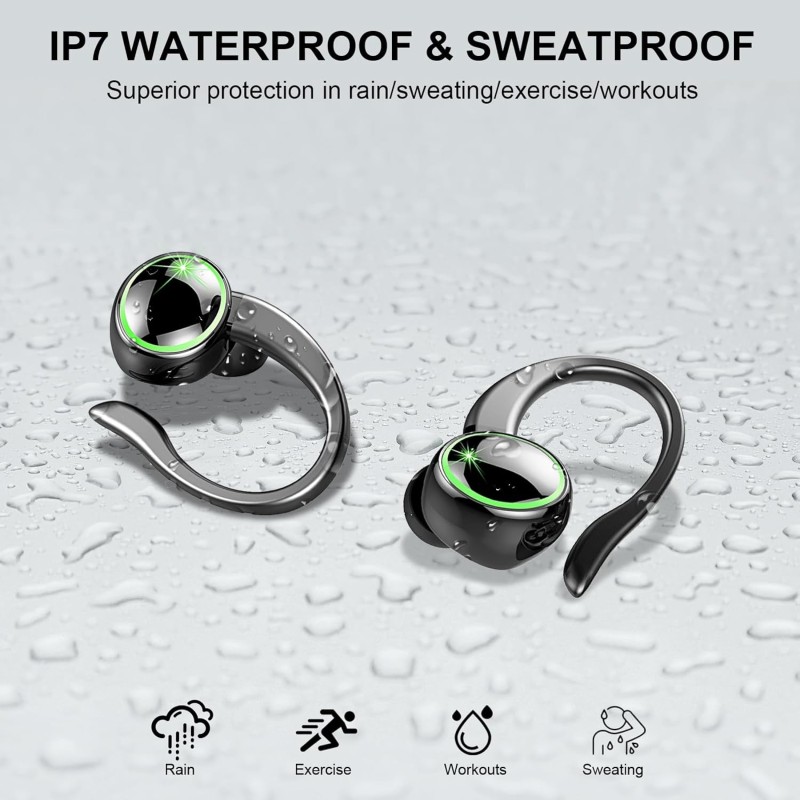 Wireless Earbuds, 2026 New Bluetooth 5.4 Sports Headphones, 50+Hrs Playtime HiFi Stereo Earbuds, 4 ENC Noise Cancelling Mics, IP7 Waterproof Earphones with Earhook for Gym Workouts, USB-C Fast Charge Wireless Earbuds, 2026 New Bluetooth 5.4 Sports Headphones, 50+Hrs Playtime HiFi Stereo Earbuds, 4 ENC Noise Cancelling Mics, IP7 Waterproof Earphones with Earhook for Gym Workouts, USB-C Fast Charge