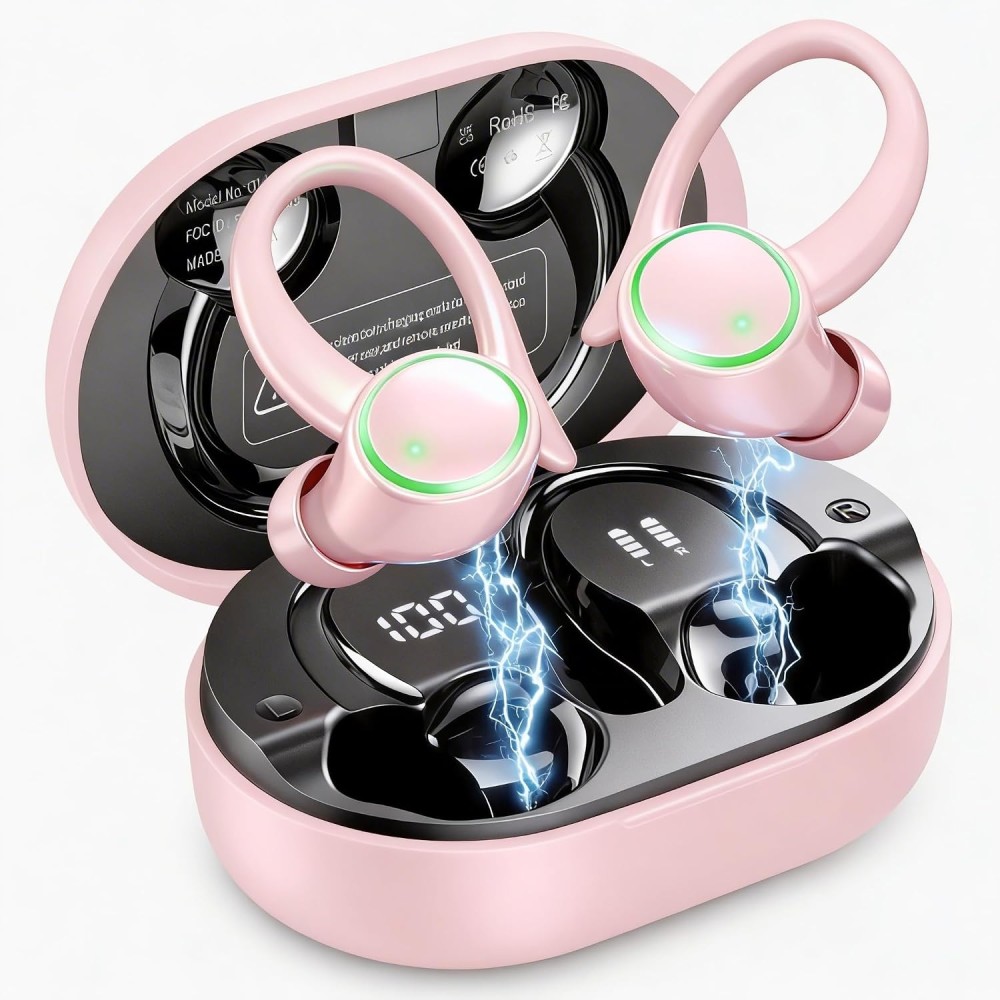 Wireless Earbuds, 2026 New Bluetooth 5.4 Sports Headphones, 50+Hrs Playtime HiFi Stereo Earbuds, 4 ENC Noise Cancelling Mics, IP7 Waterproof Earphones with Earhook for Gym Workouts, USB-C Fast Charge Wireless Earbuds, 2026 New Bluetooth 5.4 Sports Headphones, 50+Hrs Playtime HiFi Stereo Earbuds, 4 ENC Noise Cancelling Mics, IP7 Waterproof Earphones with Earhook for Gym Workouts, USB-C Fast Charge