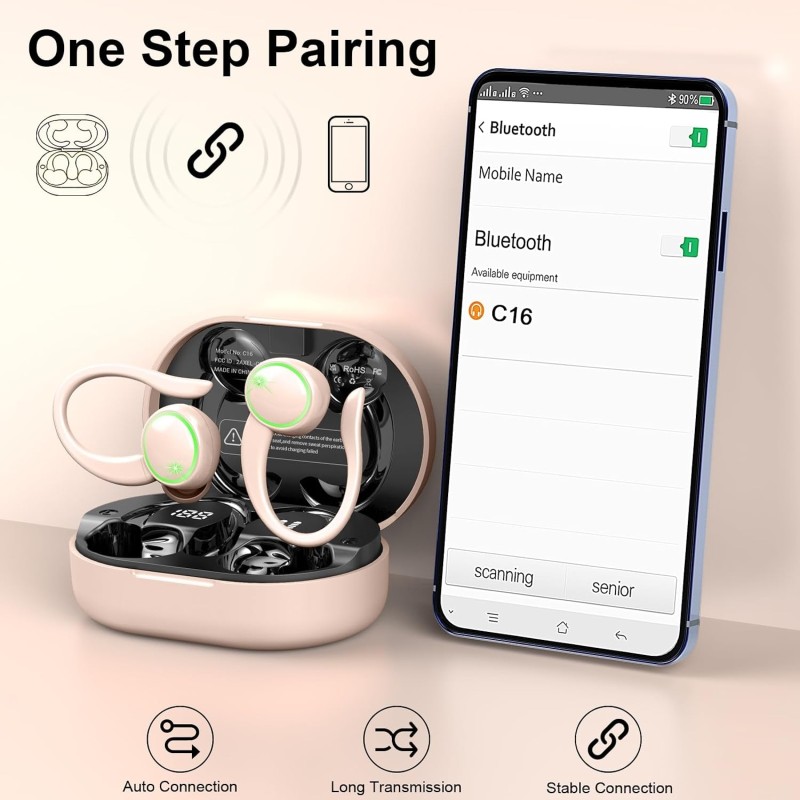 Wireless Earbuds, 2026 New Bluetooth 5.4 Sports Headphones, 50+Hrs Playtime HiFi Stereo Earbuds, 4 ENC Noise Cancelling Mics, IP7 Waterproof Earphones with Earhook for Gym Workouts, USB-C Fast Charge Wireless Earbuds, 2026 New Bluetooth 5.4 Sports Headphones, 50+Hrs Playtime HiFi Stereo Earbuds, 4 ENC Noise Cancelling Mics, IP7 Waterproof Earphones with Earhook for Gym Workouts, USB-C Fast Charge