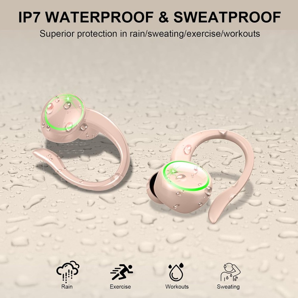 Wireless Earbuds, 2026 New Bluetooth 5.4 Sports Headphones, 50+Hrs Playtime HiFi Stereo Earbuds, 4 ENC Noise Cancelling Mics, IP7 Waterproof Earphones with Earhook for Gym Workouts, USB-C Fast Charge Wireless Earbuds, 2026 New Bluetooth 5.4 Sports Headphones, 50+Hrs Playtime HiFi Stereo Earbuds, 4 ENC Noise Cancelling Mics, IP7 Waterproof Earphones with Earhook for Gym Workouts, USB-C Fast Charge