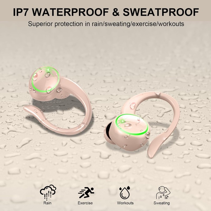 Wireless Earbuds, 2026 New Bluetooth 5.4 Sports Headphones, 50+Hrs Playtime HiFi Stereo Earbuds, 4 ENC Noise Cancelling Mics, IP7 Waterproof Earphones with Earhook for Gym Workouts, USB-C Fast Charge Wireless Earbuds, 2026 New Bluetooth 5.4 Sports Headphones, 50+Hrs Playtime HiFi Stereo Earbuds, 4 ENC Noise Cancelling Mics, IP7 Waterproof Earphones with Earhook for Gym Workouts, USB-C Fast Charge