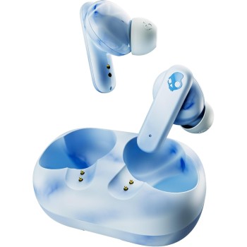 Skullcandy EcoBuds Sustainable Wireless Earbuds, Bluetooth Headphones, Up to 8 Hours Battery, Noise Isolating Fit, Battery-Free Charging Case, Microphone for iPhone Android - Glacier