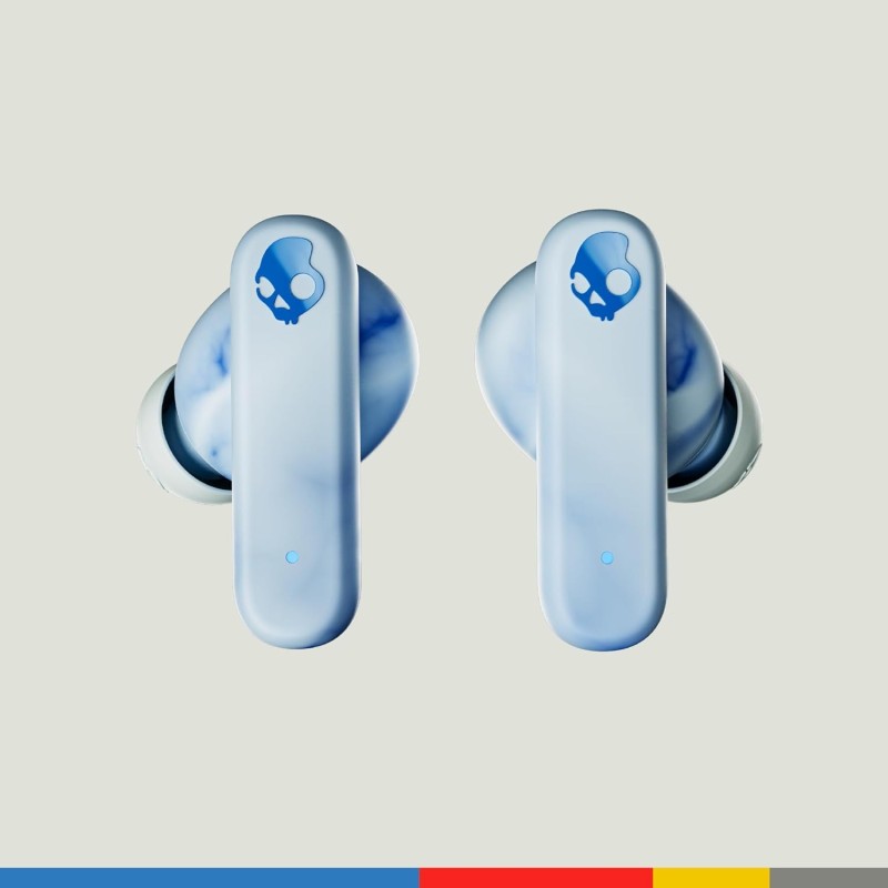 Skullcandy EcoBuds Sustainable Wireless Earbuds, Bluetooth Headphones, Up to 8 Hours Battery, Noise Isolating Fit, Battery-Free Charging Case, Microphone for iPhone Android - Glacier