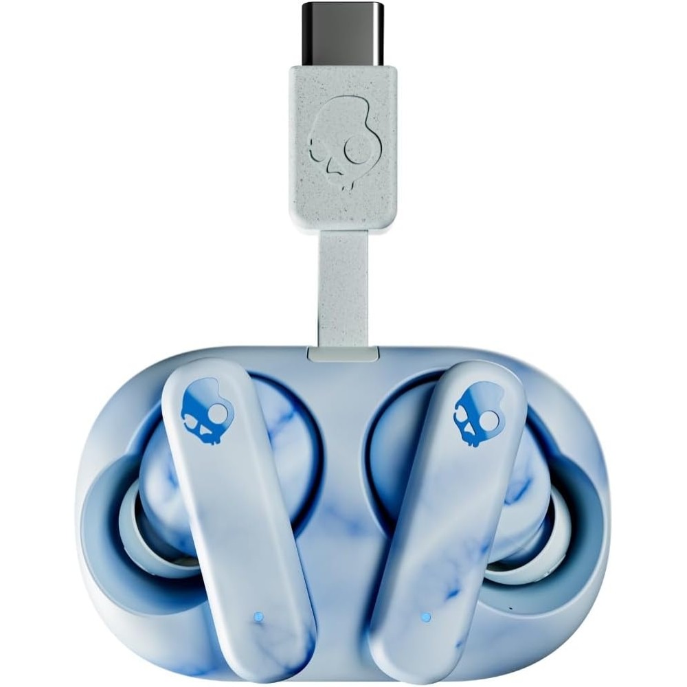 Skullcandy EcoBuds Sustainable Wireless Earbuds, Bluetooth Headphones, Up to 8 Hours Battery, Noise Isolating Fit, Battery-Free Charging Case, Microphone for iPhone Android - Glacier