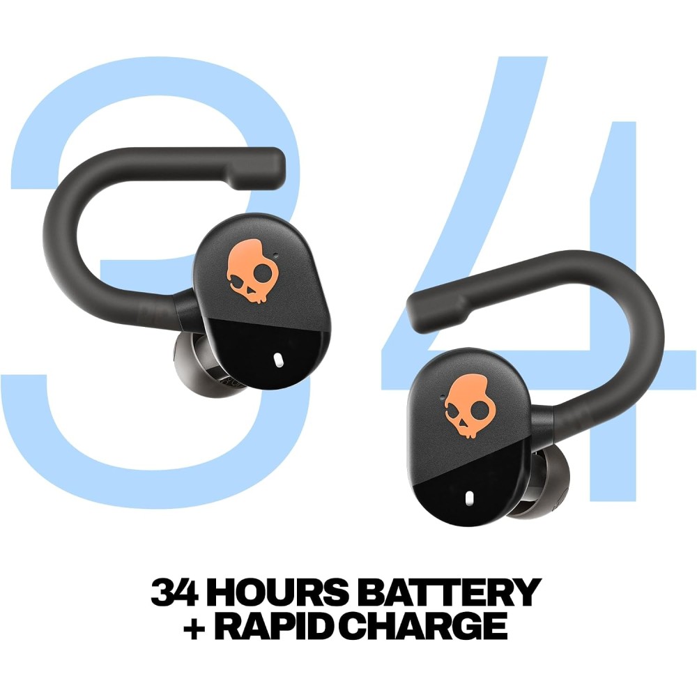 Skullcandy Push Play Active Wireless Earbuds, Bluetooth Headphones, Noise Isolating Fit, 34 Hrs Battery, Secure-Fit Over-Ear Hanger, Sweat Water Resistant, Microphone for iPhone Android - Black/Orange Skullcandy Push Play Active Wireless Earbuds, Bluetooth Headphones, Noise Isolating Fit, 34 Hrs Battery, Secure-Fit Over-Ear Hanger, Sweat Water Resistant, Microphone for iPhone Android - Black/Orange