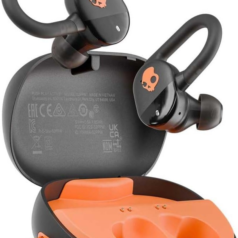 Skullcandy Push Play Active Wireless Earbuds, Bluetooth Headphones, Noise Isolating Fit, 34 Hrs Battery, Secure-Fit Over-Ear Hanger, Sweat Water Resistant, Microphone for iPhone Android - Black/Orange Skullcandy Push Play Active Wireless Earbuds, Bluetooth Headphones, Noise Isolating Fit, 34 Hrs Battery, Secure-Fit Over-Ear Hanger, Sweat Water Resistant, Microphone for iPhone Android - Black/Orange