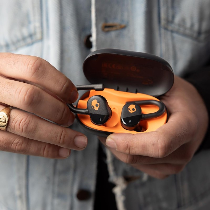 Skullcandy Push Play Active Wireless Earbuds, Bluetooth Headphones, Noise Isolating Fit, 34 Hrs Battery, Secure-Fit Over-Ear Hanger, Sweat Water Resistant, Microphone for iPhone Android - Black/Orange Skullcandy Push Play Active Wireless Earbuds, Bluetooth Headphones, Noise Isolating Fit, 34 Hrs Battery, Secure-Fit Over-Ear Hanger, Sweat Water Resistant, Microphone for iPhone Android - Black/Orange