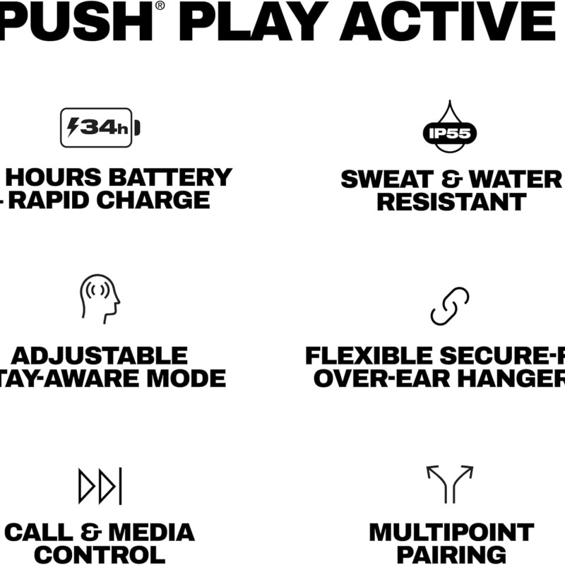 Skullcandy Push Play Active Wireless Earbuds, Bluetooth Headphones, Noise Isolating Fit, 34 Hrs Battery, Secure-Fit Over-Ear Hanger, Sweat Water Resistant, Microphone for iPhone Android - Black/Orange Skullcandy Push Play Active Wireless Earbuds, Bluetooth Headphones, Noise Isolating Fit, 34 Hrs Battery, Secure-Fit Over-Ear Hanger, Sweat Water Resistant, Microphone for iPhone Android - Black/Orange
