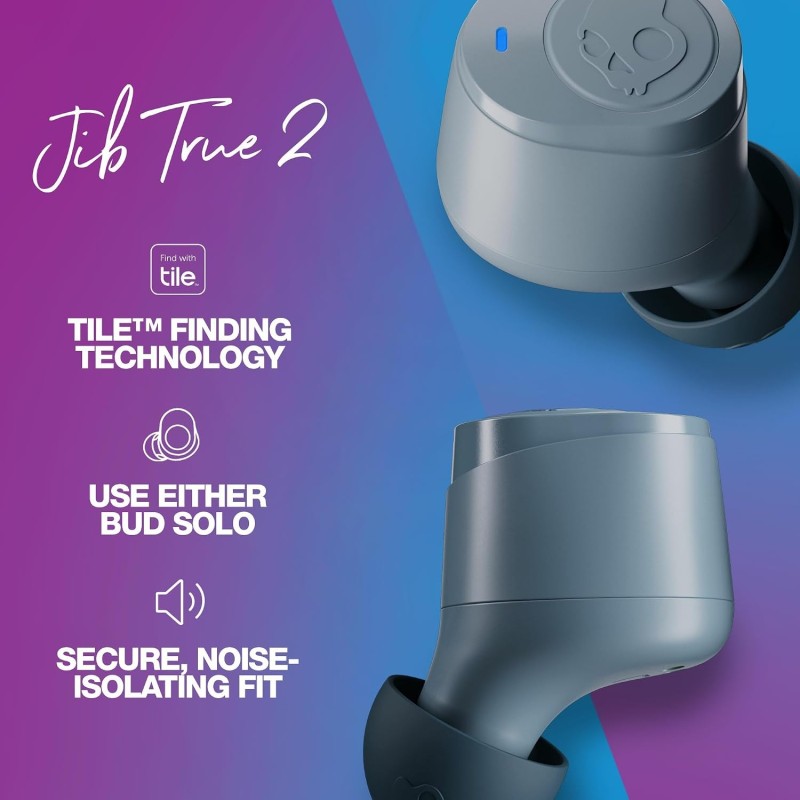 Skullcandy Jib True 2 Wireless Earbuds, Bluetooth Headphones, Up to 33 Hours Battery with Charging Case, Noise Isolating Fit, Sweat and Water Resistant, Microphone for iPhone Android - True Black Skullcandy Jib True 2 Wireless Earbuds, Bluetooth Headphones, Up to 33 Hours Battery with Charging Case, Noise Isolating Fit, Sweat and Water Resistant, Microphone for iPhone Android - True Black