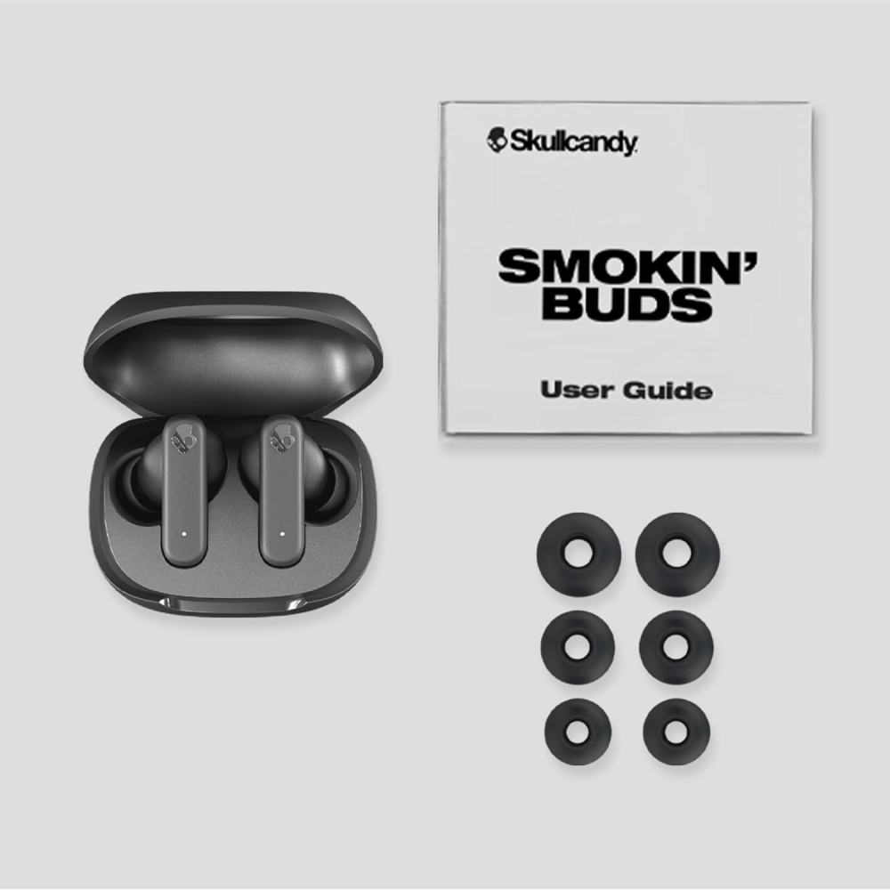Skullcandy Smokin’ Buds Wireless Earbuds, Bluetooth Headphones, Noise Isolating Fit, Up to 20 Hours Battery, IPX4 Sweat and Water Resistant, Microphone for iPhone Android - True Black Skullcandy Smokin’ Buds Wireless Earbuds, Bluetooth Headphones, Noise Isolating Fit, Up to 20 Hours Battery, IPX4 Sweat and Water Resistant, Microphone for iPhone Android - True Black