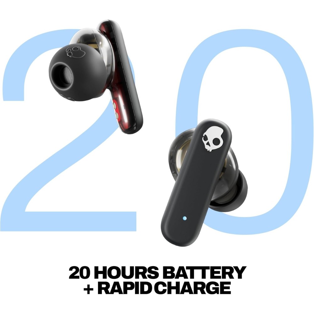 Skullcandy Smokin’ Buds Wireless Earbuds, Bluetooth Headphones, Noise Isolating Fit, Up to 20 Hours Battery, IPX4 Sweat and Water Resistant, Microphone for iPhone Android - True Black Skullcandy Smokin’ Buds Wireless Earbuds, Bluetooth Headphones, Noise Isolating Fit, Up to 20 Hours Battery, IPX4 Sweat and Water Resistant, Microphone for iPhone Android - True Black