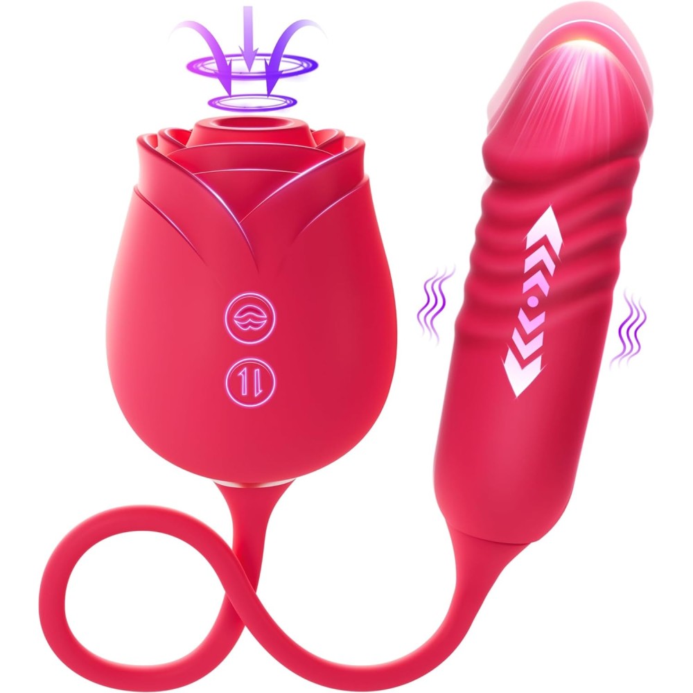 Vibrator Dildo Sex Toys for Women - MOOLIGIRL Rose Sex Toy with Thrusting G Spot Vibrators & 10 Sucking Modes for Clitoral Nipple Stimulation Anal Dildos Adult Sex Toys Games for Couples Sex Machine Vibrator Dildo Sex Toys for Women - MOOLIGIRL Rose Sex Toy with Thrusting G Spot Vibrators & 10 Sucking Modes for Clitoral Nipple Stimulation Anal Dildos Adult Sex Toys Games for Couples Sex Machine