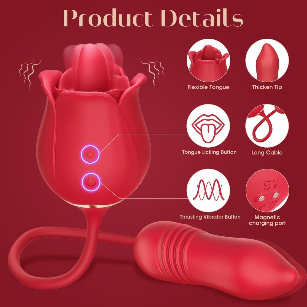 Vibrator Dildo Sex Toys for Women - MOOLIGIRL Rose Sex Toy with Thrusting G Spot Vibrators & 10 Sucking Modes for Clitoral Nipple Stimulation Anal Dildos Adult Sex Toys Games for Couples Sex Machine Vibrator Dildo Sex Toys for Women - MOOLIGIRL Rose Sex Toy with Thrusting G Spot Vibrators & 10 Sucking Modes for Clitoral Nipple Stimulation Anal Dildos Adult Sex Toys Games for Couples Sex Machine