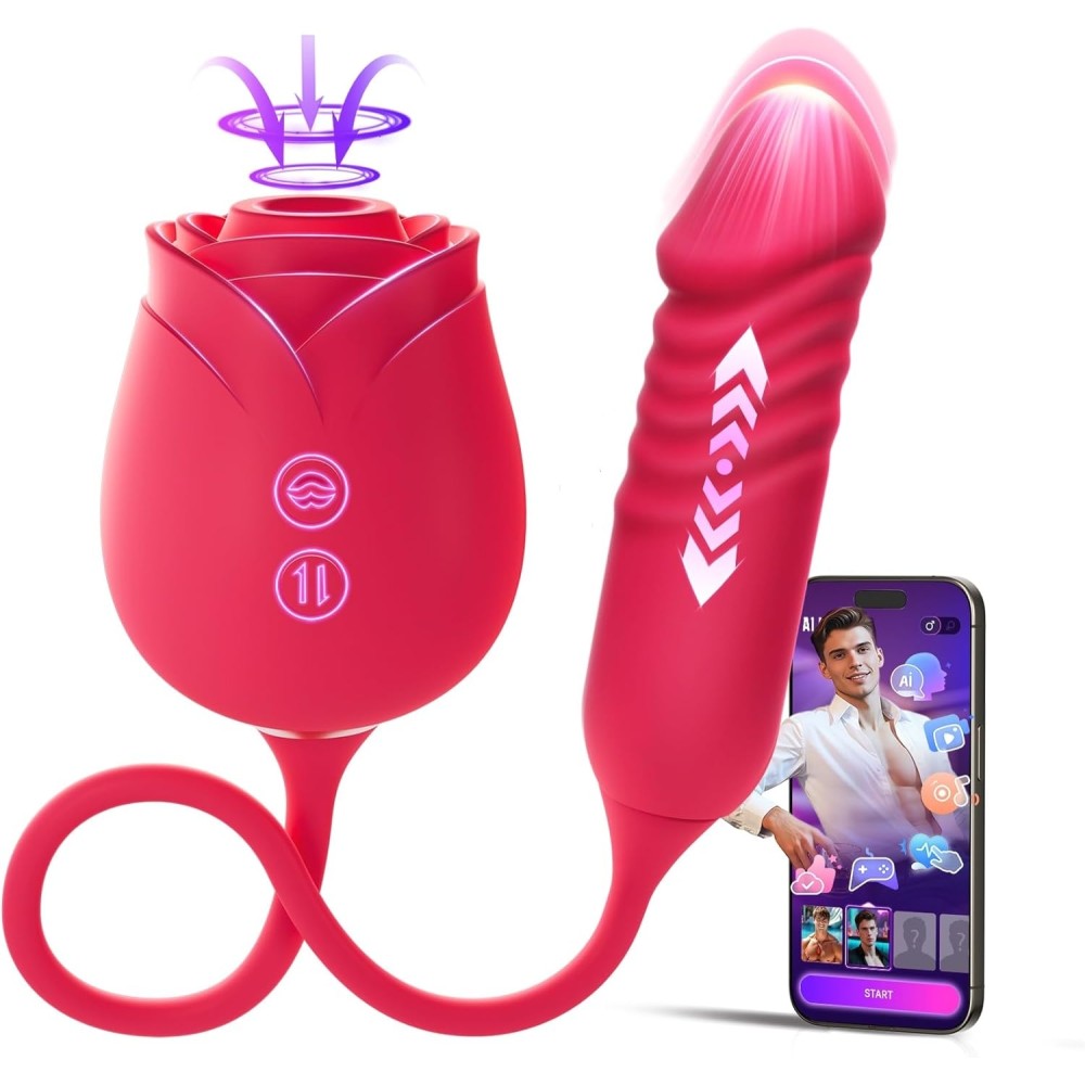 Vibrator Dildo Sex Toys for Women - MOOLIGIRL Rose Sex Toy with Thrusting G Spot Vibrators & 10 Sucking Modes for Clitoral Nipple Stimulation Anal Dildos Adult Sex Toys Games for Couples Sex Machine Vibrator Dildo Sex Toys for Women - MOOLIGIRL Rose Sex Toy with Thrusting G Spot Vibrators & 10 Sucking Modes for Clitoral Nipple Stimulation Anal Dildos Adult Sex Toys Games for Couples Sex Machine