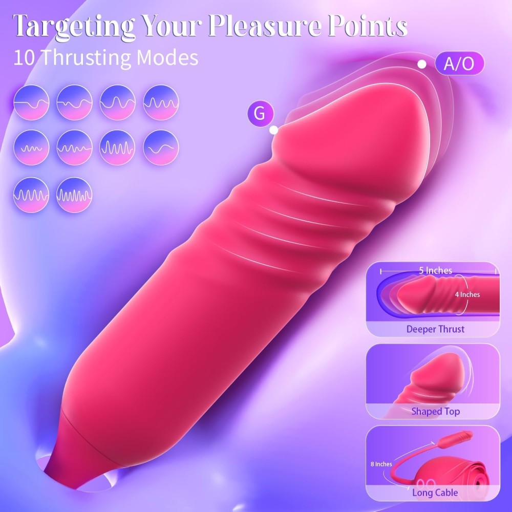 Vibrator Dildo Sex Toys for Women - MOOLIGIRL Rose Sex Toy with Thrusting G Spot Vibrators & 10 Sucking Modes for Clitoral Nipple Stimulation Anal Dildos Adult Sex Toys Games for Couples Sex Machine Vibrator Dildo Sex Toys for Women - MOOLIGIRL Rose Sex Toy with Thrusting G Spot Vibrators & 10 Sucking Modes for Clitoral Nipple Stimulation Anal Dildos Adult Sex Toys Games for Couples Sex Machine