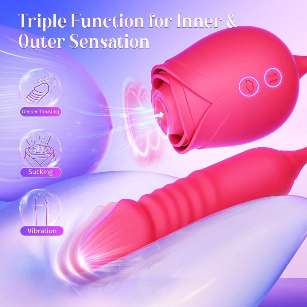 Vibrator Dildo Sex Toys for Women - MOOLIGIRL Rose Sex Toy with Thrusting G Spot Vibrators & 10 Sucking Modes for Clitoral Nipple Stimulation Anal Dildos Adult Sex Toys Games for Couples Sex Machine Vibrator Dildo Sex Toys for Women - MOOLIGIRL Rose Sex Toy with Thrusting G Spot Vibrators & 10 Sucking Modes for Clitoral Nipple Stimulation Anal Dildos Adult Sex Toys Games for Couples Sex Machine