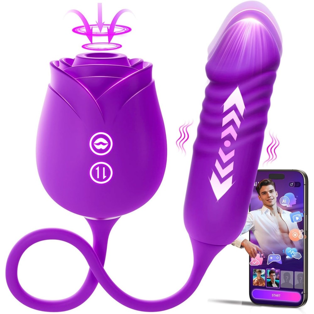 Vibrator Dildo Sex Toys for Women - MOOLIGIRL Rose Sex Toy with Thrusting G Spot Vibrators & 10 Sucking Modes for Clitoral Nipple Stimulation Anal Dildos Adult Sex Toys Games for Couples Sex Machine Vibrator Dildo Sex Toys for Women - MOOLIGIRL Rose Sex Toy with Thrusting G Spot Vibrators & 10 Sucking Modes for Clitoral Nipple Stimulation Anal Dildos Adult Sex Toys Games for Couples Sex Machine