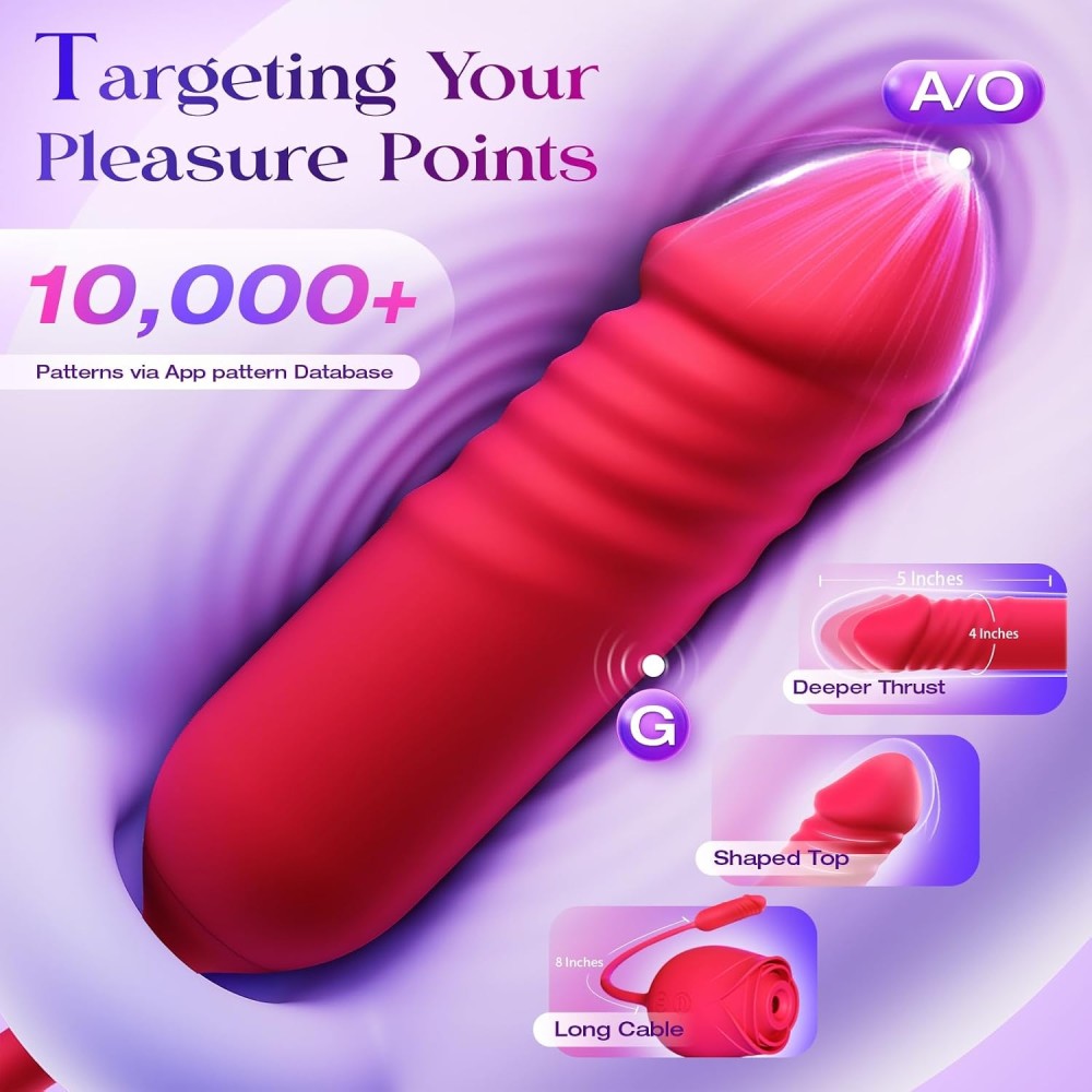 Vibrator Dildo Sex Toys for Women - MOOLIGIRL Rose Sex Toy with Thrusting G Spot Vibrators & 10 Sucking Modes for Clitoral Nipple Stimulation Anal Dildos Adult Sex Toys Games for Couples Sex Machine Vibrator Dildo Sex Toys for Women - MOOLIGIRL Rose Sex Toy with Thrusting G Spot Vibrators & 10 Sucking Modes for Clitoral Nipple Stimulation Anal Dildos Adult Sex Toys Games for Couples Sex Machine