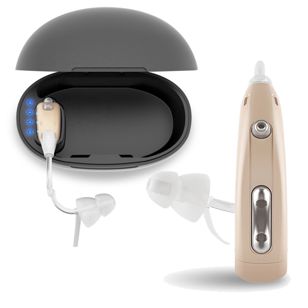 Rechargeable Hearing Aid with Charging Case, Single Pack