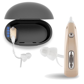 Rechargeable Hearing Aid with Charging Case, Single Pack